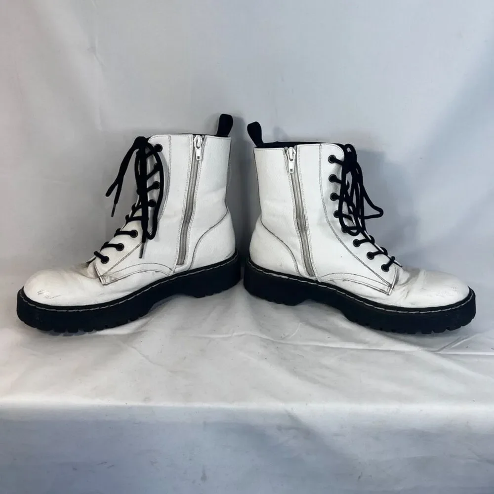 Sincerely Jules White Lace Up "Harley" Combat Hiking Boots Y2K Skater Size 8.5M - Picture 6 of 16